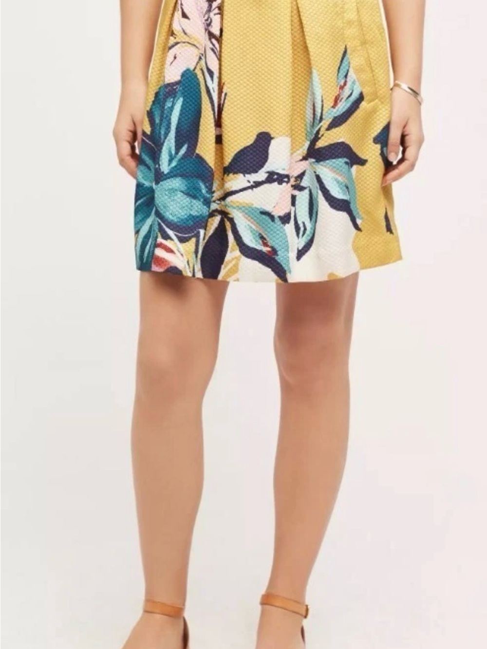 Maeve Tropicale Skirt Size 12 Golden Yellow Tropical Floral Print Anthropologie - Picture 3 of 10